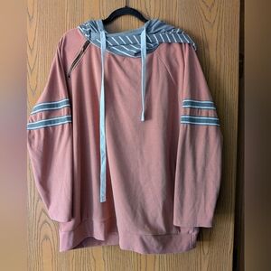 Ninexis Pink Hoodie With Asymmetrical Zip | 1X